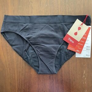 Thinx Organic Cotton Bikini Period Panty Size L Black Moderate Absorbency - NWT
